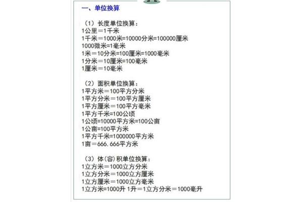 小学单位换算公式大全,重量单位换算公式大全表