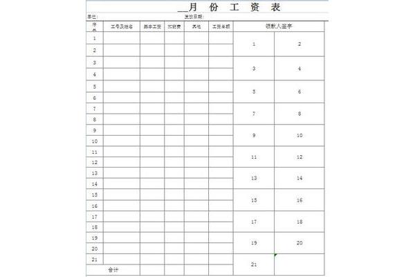 工资表模板免费下载