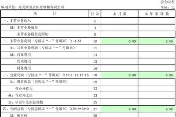 清算损益表格式(财务损益表模板)